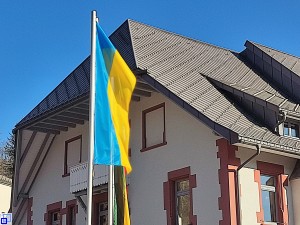 Ukrainische Falgge am Rathaus